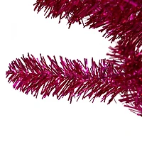 9ft. Unlit Metallic Pink Tinsel Artificial Christmas Tree