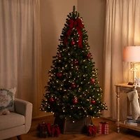 7ft. Pre-Lit Full Pendleton Spruce Artificial Christmas Tree, Clear Lights