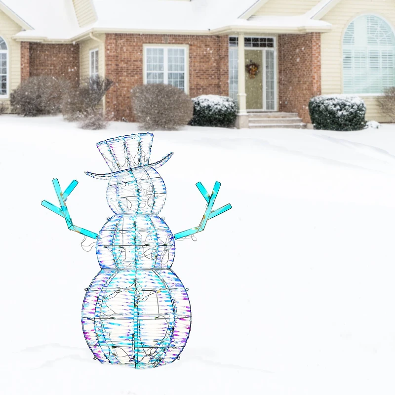 48" Pre-Lit Iridescent Snowman