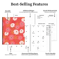 TF Publishing Medium 2024 Poppies Monthly Planner