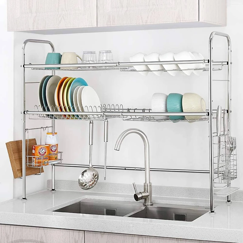 Silver Stainless Steel Adjustable Dish Racks
