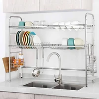 Silver Stainless Steel Adjustable Dish Racks