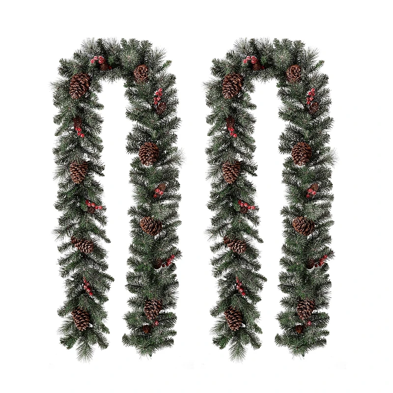 Glitzhome® 9ft. Pre-Lit Glittery Pinecone Christmas Garland with Timer, 2ct.