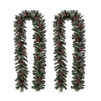 Glitzhome® 9ft. Pre-Lit Glittery Pinecone Christmas Garland with Timer, 2ct.