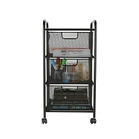 Mind Reader Black 3 Drawer Mesh Rolling Cart