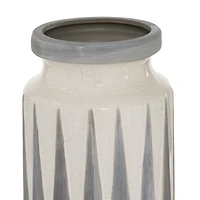 Gray Ceramic Traditional Vase, 13" x 6" x 6"