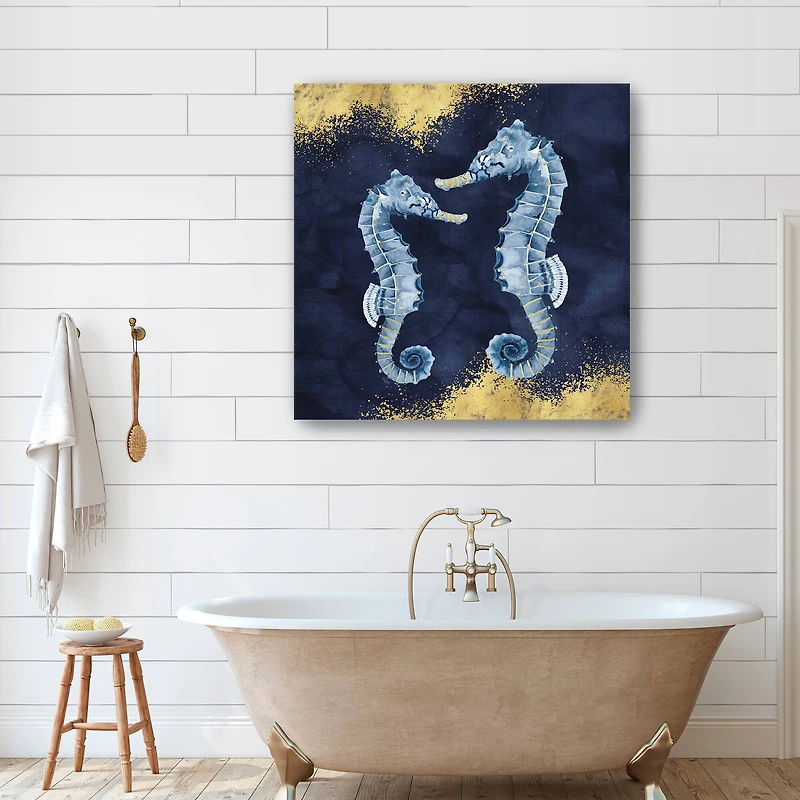 Deep Blue Sea VIII Navy Gold Canvas Giclee