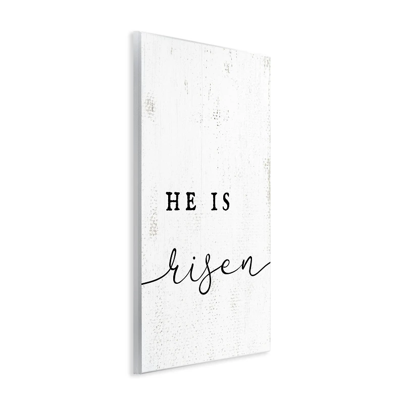 Stupell Industries He Is Risen Phrase Rustic Pattern Minimal Text Wall Plaque Art