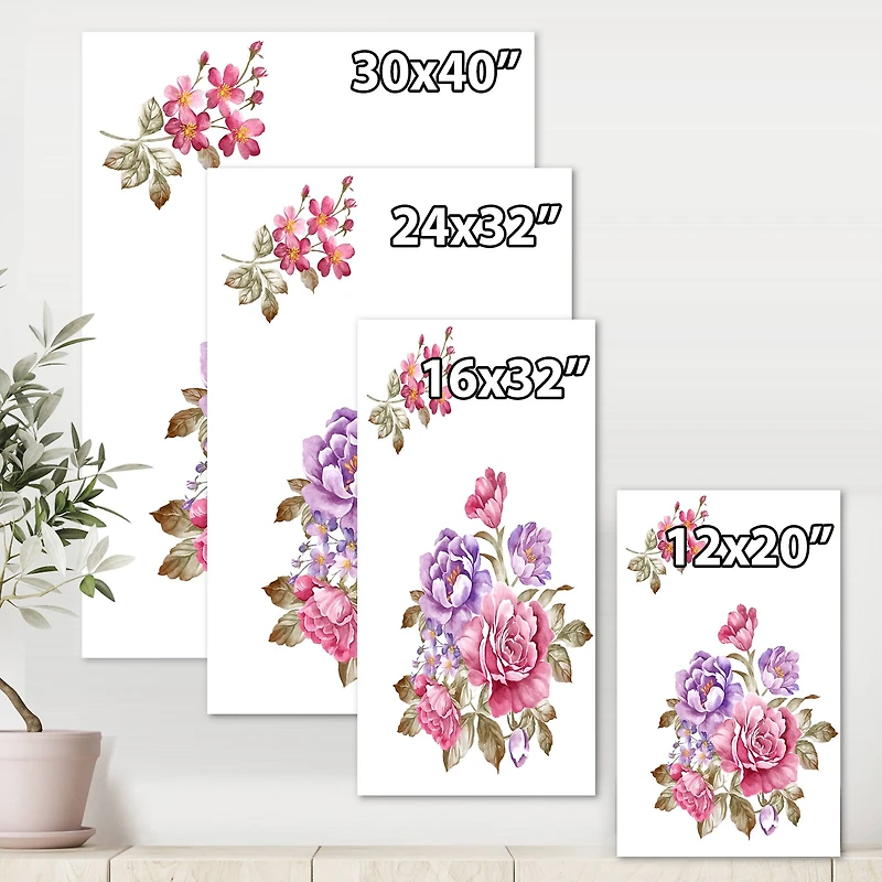Designart - Bouquet of Pink and Purple Flowers I
