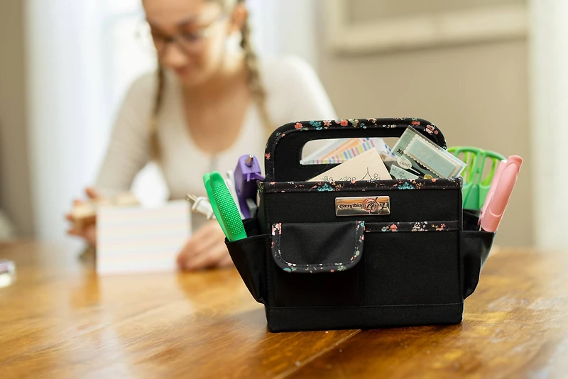Everything Mary Black & Floral Collapsible Craft Caddy