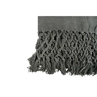 Hello Honey® Charcoal Woven Cotton Throw Blanket with Crochet & Fringe
