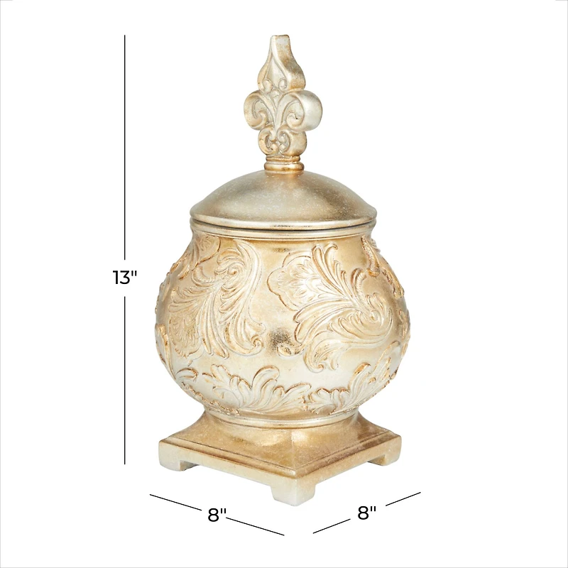 13" Gold Round Traditional Decorative Jar