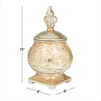 13" Gold Round Traditional Decorative Jar