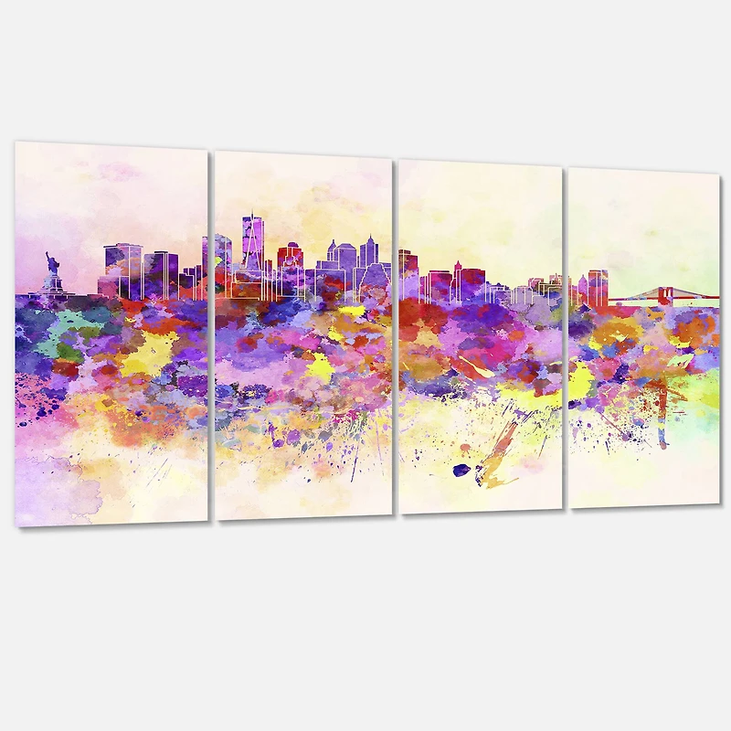 Designart - Purple New York Skyline
