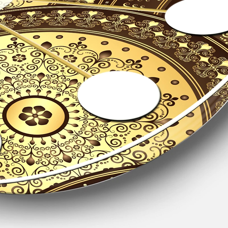 Designart 'Golden Circular Pattern I Mid-Century Modern Wall Clock