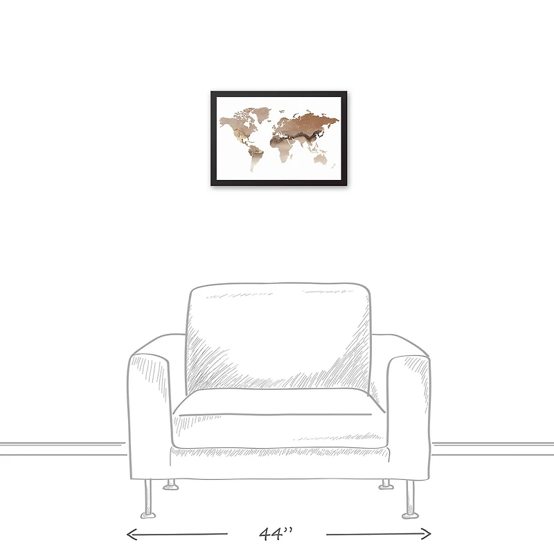 Abstract World Map Black Framed Canvas
