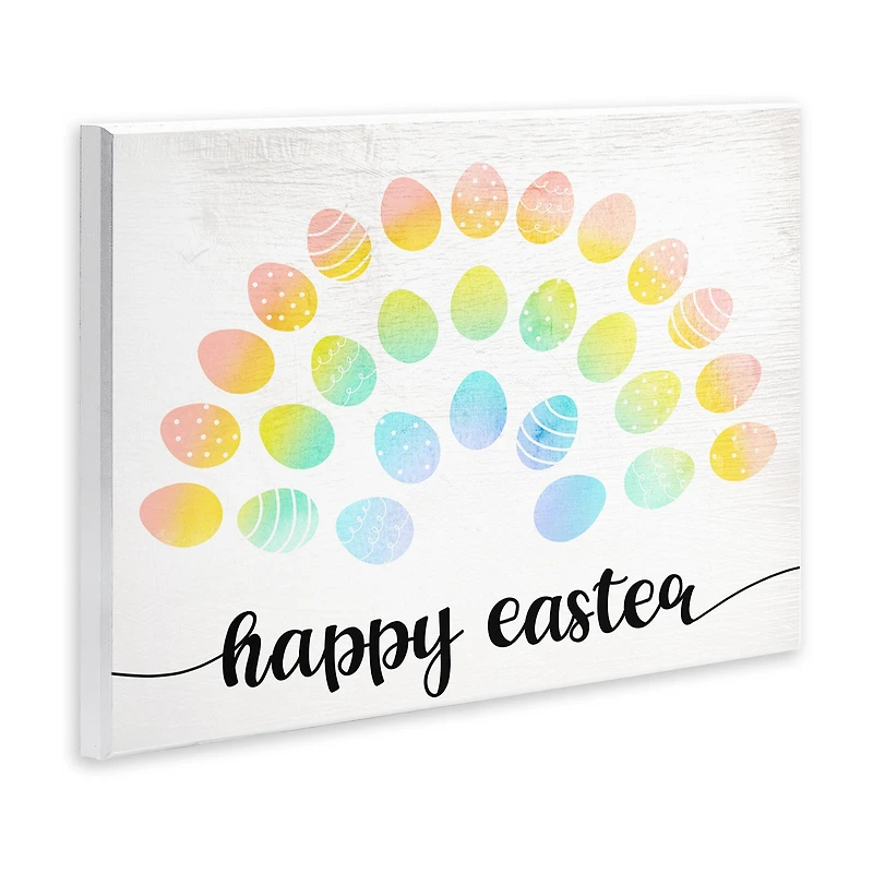 Stupell Industries Happy Easter Phrase Patterned Egg Rainbow Wall Plaque Art