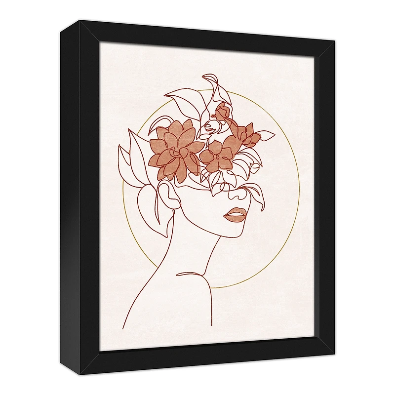 Floral Figure Black Framed Canvas Wall Art