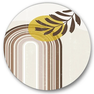 Designart - Abstract Sun and Moon With Leaf In Earth Tones