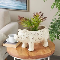 17" Light Brown Distressed Pig Planter