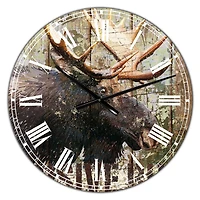 Designart 'Open Season Moose Oversized Traditional Wall Clock