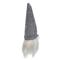 8" Metallic Gray Knit Gnome Head LED Ornament