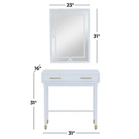 Set of 2" White Wood Traditional Console Table with Mirror, 31" x 31" x 16"