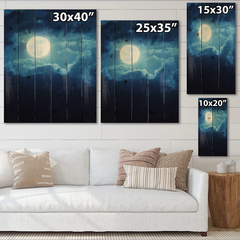 Designart - Full Moon In Cloudy Night Sky III