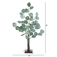 2ft. Pre-Lit Artificial Eucalyptus Tree with Warm White LED Lights