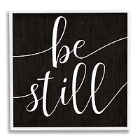 Stupell Industries Be Still Family Phrase Minimal Calligraphy Black Framed Wall Art