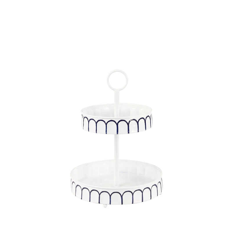 White Iron Farmhouse 2 Tier Tray Cupcake Stand