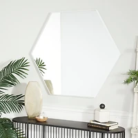 White Contemporary Wall Mirror, 40" x 2" x 35"