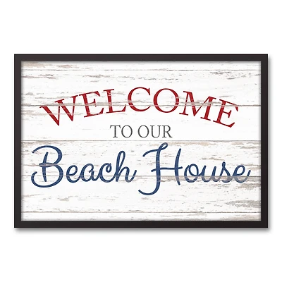 Welcome to Our Beach House Nautical Black Framed Canvas