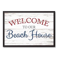 Welcome to Our Beach House Nautical Black Framed Canvas