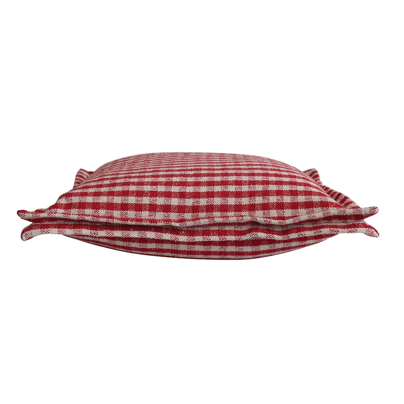 Hello Honey® 18" Red & White Gingham with Flanged Edge Woven Recycled Cotton Pillow