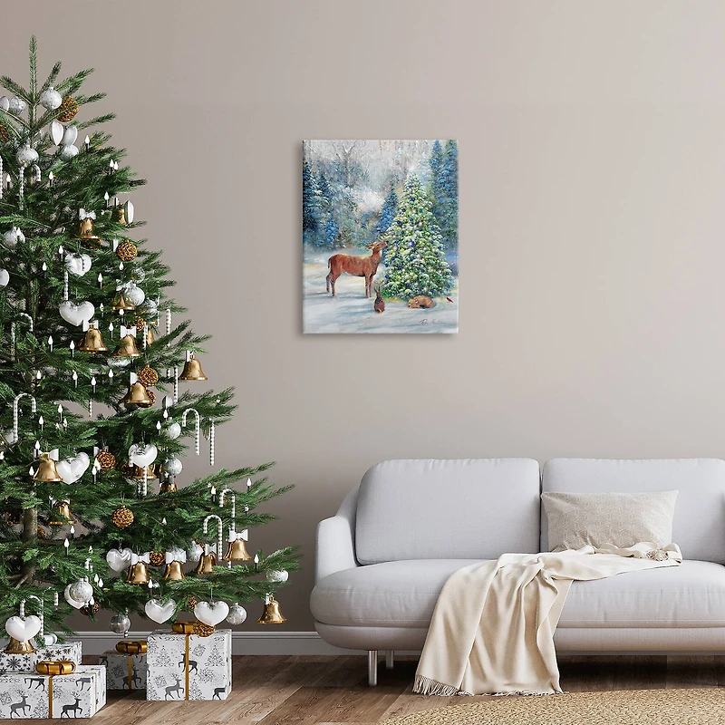 Stupell Industries Winter Woodland Animals Tree Canvas Wall Art