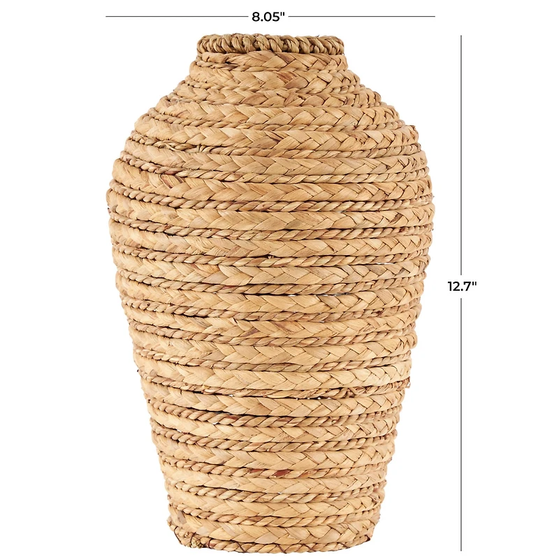 13" Brown Seagrass Handmade Braided Vase