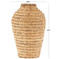 13" Brown Seagrass Handmade Braided Vase