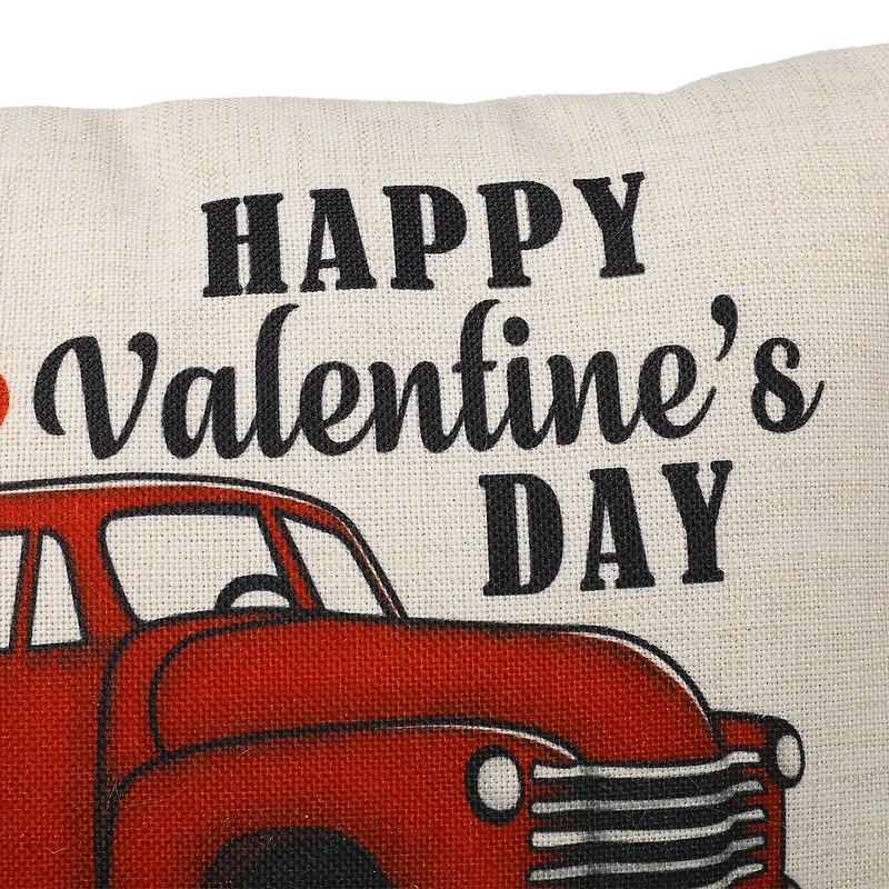 Glitzhome® 18" Faux Burlap Happy Valentine's Truck Pillow