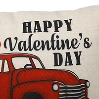 Glitzhome® 18" Faux Burlap Happy Valentine's Truck Pillow