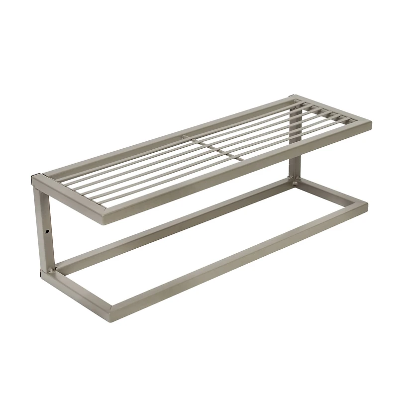 Honey Can Do Steel Bathroom Slatted Shelf with Towel Bar