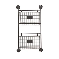 Black Metal Industrial Wall Mounted Magazine Rack