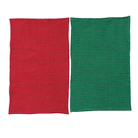 Hello Honey® 28" Red & Green Cotton Waffle Weave Tea Towel Set