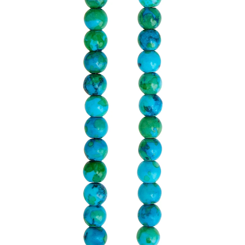 Aqua Reconstituted Stone Round Beads, 6mm by Bead Landing™