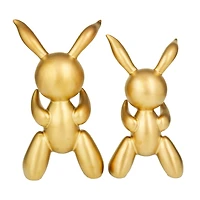 CosmoLiving by Cosmopolitan Set of 2 Gold Porcelain Glam Sculpture, 12" x 7" x 4"
