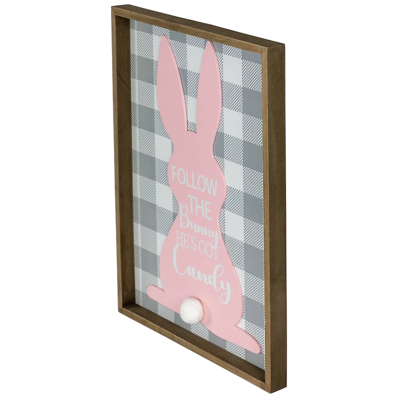 Follow the Bunny He's Got Candy Easter Bunny Framed Wall Sign