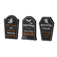 Glitzhome® 7" Tombstone Halloween Table Sign Set