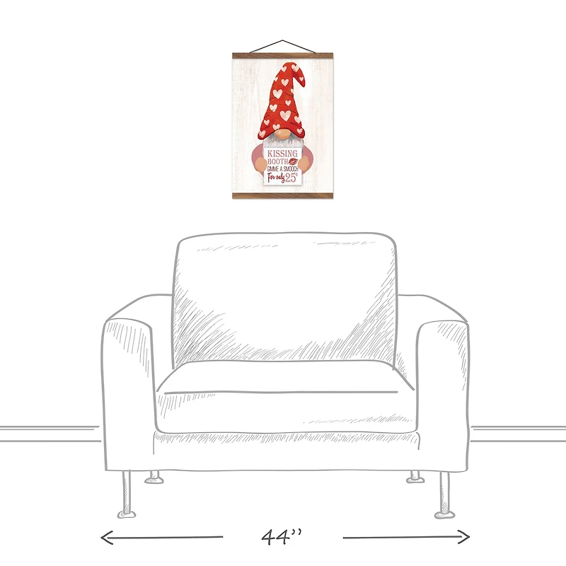 Kissing Gnome 12" x 16" Teak Hanging Canvas