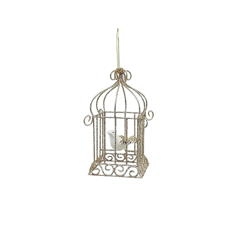 5.75" Gold Glitter Bird Cage Ornament by Ashland®
