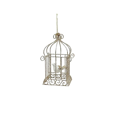 5.75" Gold Glitter Bird Cage Ornament by Ashland®